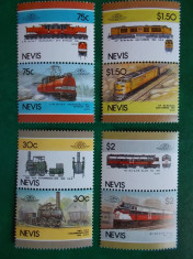 Locomotive trenuri - serie nestampilata MNH - Nevis 1986 foto