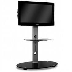 Stand TV din aluminiu negru si sticla securizata de culoare neagra foto