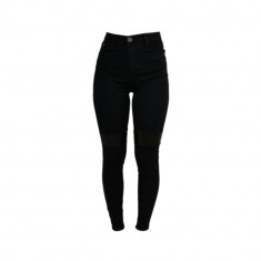 Blugi tip Zara Women - Negri - cu piele la genunchi - Skinny - masuri 34 36 A154 foto