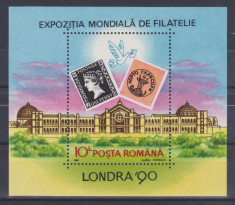 1990 - EXPOZITIA DE FILATELIE &amp;quot;LONDRA &amp;#039;90&amp;quot; - COLITA DANTELATA - MNH foto