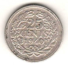 SV * Olanda 25 CENTS 1940 ARGINT -XF foto