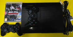 Vand consola Sony Playstation 3 (PS3) UltraSlim 12Gb + 2 Gamepad + Joc Blu-Ray Tekken, stare impecabila, poze reale, ofer livrare cu Garantia Okazii foto