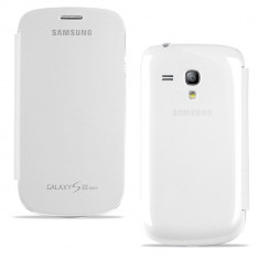 Husa flip alba Samsung Galaxy S3 Mini i8190 + folie protectie cadou foto