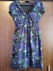 Takko - rochie chiffon, neagra cu imprimeu floral, marime M/38 foto