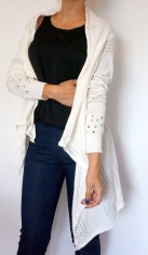 Cardigan/Bluza/Blazer/Sacou/Pulover lung crosetat Alb Dama/Marimea Universala/Transport Gratuit!Model Zara/Asos foto