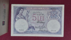 ROMANIA BANCNOTA 5 LEI 21 AUGUST 1917 RAR IN STARE ASTA foto