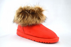 Cizme dama tip UGG Fox Fur - Corai foto