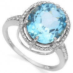 INEL 0,925 Silver Sterling - Blue TOPAZ &amp;amp; Genuine DIAMOND foto