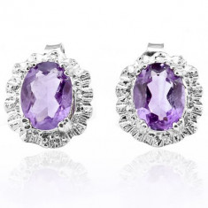 CERCEI ARGINT - 0,925 - cu pietre AMETHYST si DIAMANTE foto