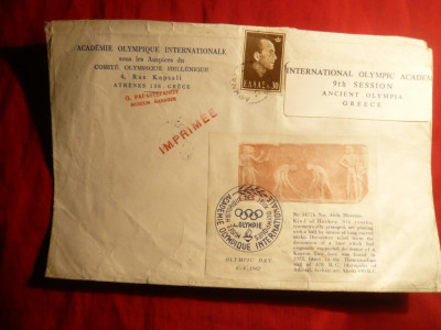 Plic de la Academia Olimpica Internationala 1967 , cu stampila speciala olimpica foto