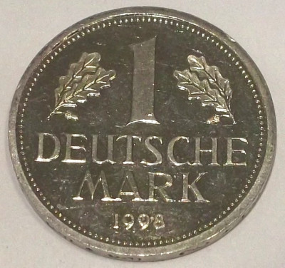 G5 GERMANIA RFG 1 MARK MARCA 1998 D, 5.5 g, 23.5 mm PROOF LIKE AUNC / UNC ** foto