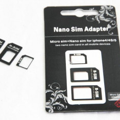 Set 3 adaptoare cartela + ac NANO SIM la MICRO SIM / NANO SIM la SIM etc