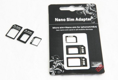 Set 3 adaptoare cartela + ac NANO SIM la MICRO SIM / NANO SIM la SIM etc foto