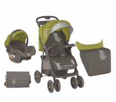 Carucior 2 in 1 Foxy cu husa de picioruse Beige &amp;amp; Green Beloved Baby Lorelli foto