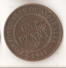 Moneda 1 penny 1911 - Australia foto