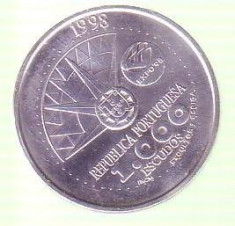 Moneda 1000 escudos Portugalia 1998 argint foto