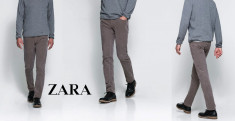 Zara Man, Pantaloni CASUAL Barbati SLIM FIT 2 NUANTE Marime 40 (cca 31/32 blug) foto