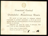 1963 Invitatie Aniversare 30 ani a luptelor muncitorilor ceferisti si petrolisti