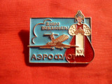 Insigna Turistica Aeroflot URSS ,metal si email , dim.= 3,8x2,5 cm