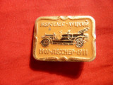 Insigna Automobil Mercedes , URSS , L= 2,8 cm , metal si email