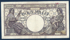 ROMANIA 2000 2.000 LEI 10 octombrie 1944 VF++ [8] filigram Traian foto
