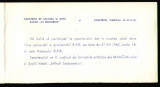 1962 Invitatie A 15-a aniversare a RPR - Comitetul raional de cultura si arta