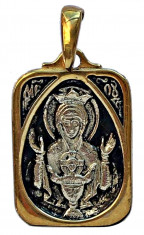 Icoana tip bizantin - ortodoxa de rit vechi - argint 925 cu aur 24 kt - Maica Domnului cu Pruncul foto