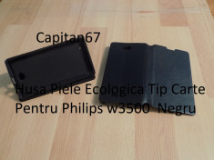 Husa Piele Ecologica Tip Carte Pentru Philips w3500 Negru foto