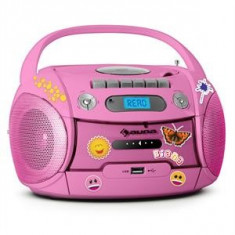 Auna Boomgirl, radio recorder portabil, CD, USB, MP3, baterii, set de autocolante foto