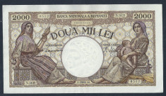 ROMANIA 2000 2.000 LEI 10 octombrie 1944 XF++ [5] filigram Traian foto