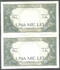 ROMANIA 1000 1.000 LEI 10 sept 1941 fond verde [3] Serie consecutiva pret / 2buc foto