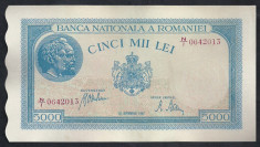 ROMANIA 5000 5.000 LEI 28 septembrie 1943 [2] UNC foto