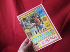 Program meci Romania - Austria Campionatul european de fotbal juniori 1989 - brosura editata de CJEFS si FC Inter Sibiu foto