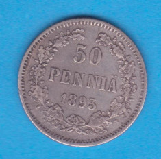 (1) MONEDA DIN ARGINT FINLANDA - 50 PENNIA 1893, OCUPATIE RUSEASCA - MAI RARA foto