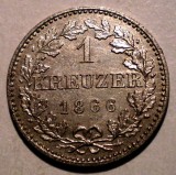 C.348 GERMANIA FRANKFURT 1 KREUZER 1866 AUNC ARGINT, Europa