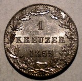 C.346 GERMANIA FRANKFURT 1 KREUZER 1855 AUNC ARGINT, Europa