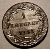 C.342 GERMANIA FRANKFURT 1 KREUZER 1842 AUNC ARGINT, Europa