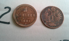 1 KREUZER 1851 A+CADOU 1 KREUZER 1800 MODEST,100 LEI REGE MIHAI foto