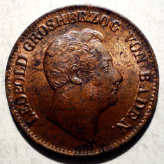 C.382 GERMANIA LEOPOLD BADEN 1 KREUZER 1852 XF