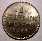 C.378 GERMANIA HAMBURG 1 SCHILLING 1855 AUNC ARGINT, Europa