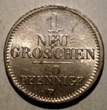 C.349 GERMANIA SAXONIA SAXONY 1 NEU GROSCHEN 1853 F AUNC ARGINT EROARE, Europa