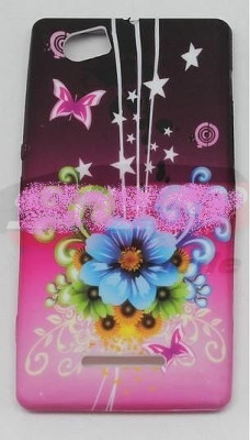 Toc silicon Jelly Case Blue Flower Sony Xperia M foto