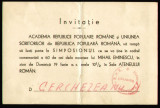 1949 Invitatie Simpozion Eminescu 60 ani moarte, Academie &amp; Uniunea Scriitorilor