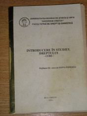 RWX 11 - INTRODUCERE IN STUDIUL DREPTULUI - CURS - SOFIA POPESCU - EDITIA 1994 foto