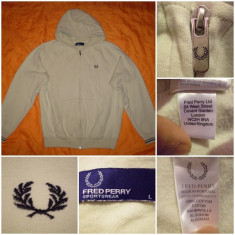 Bluza FRED PERRY Hanorac cu gluga original ultras casual sport trening - L - crem foto