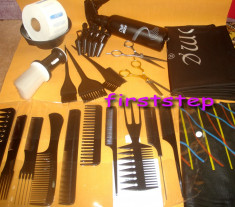 Set kit frizerie coafor COMPLET cu foarfeca profesionala tuns filat pamatuf foto