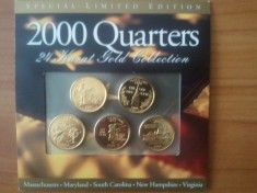 S.U.A. / America - Set 5 sferturi de dolar 2000 Quarter 24 Karat Gold Collection