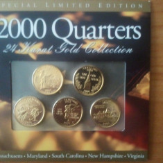 S.U.A. / America - Set 5 sferturi de dolar 2000 Quarter 24 Karat Gold Collection