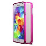 Bumper hot pink roz din aluminiu pentru Samsung S5 + folie ecran cadou, Samsung Galaxy S5