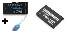 Card memorie 16 GB Pro Duo Samsung + card reader , nou foto